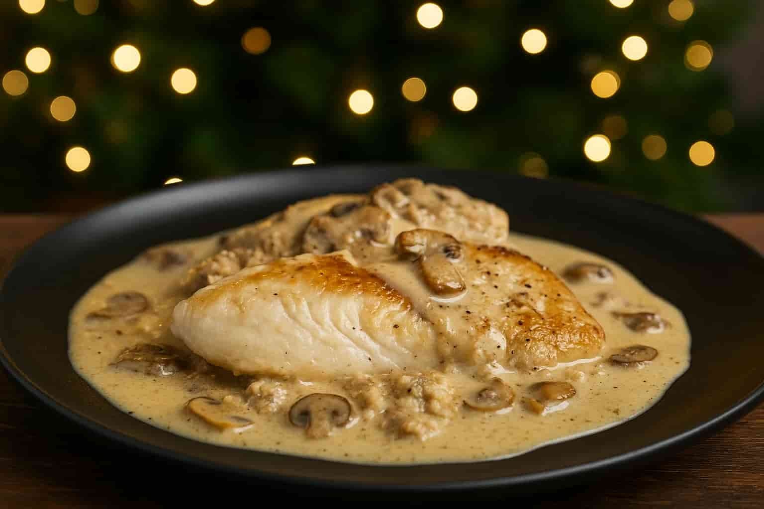 Menu festif Sandre sauce champignons et son riz pilaf